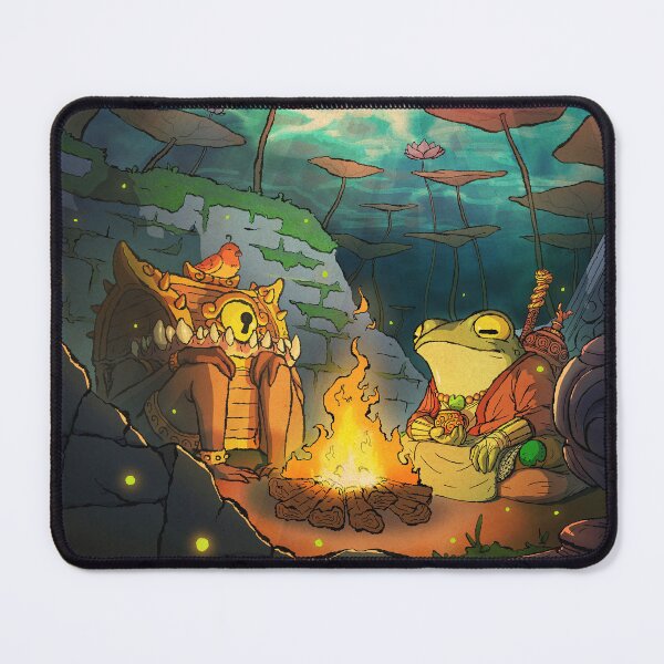 Item preview, fantasy monk frog and mimic bonfire day wholesome asian style illustration designed and sold by DingHuArt.
