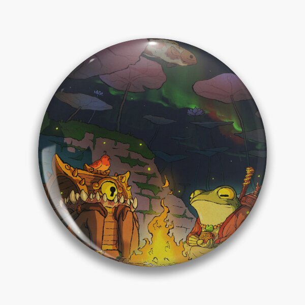 Item preview, fantasy monk frog and mimic bonfire night wholesome asian style illustration designed and sold by DingHuArt.