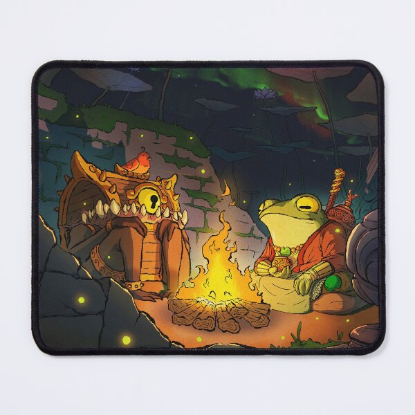 Item preview, fantasy monk frog and mimic bonfire night wholesome asian style illustration designed and sold by DingHuArt.