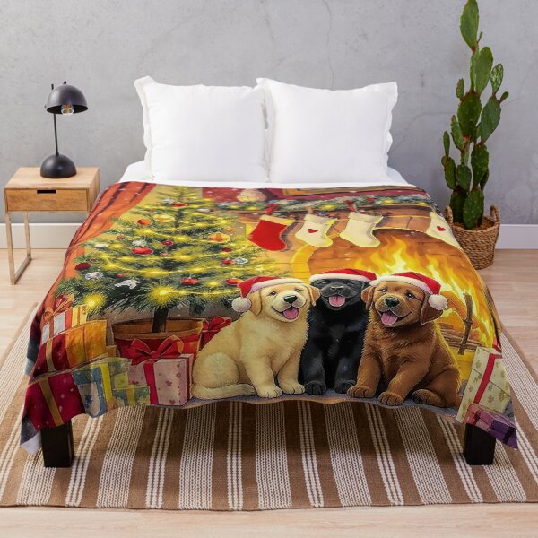 Item preview, Three Labrador Puppies in Santa Hats Cozy Christmas Dogs designed and sold by acceleratorhams.
