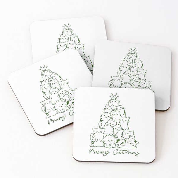 Item preview, Merry Catmas Cat Tree Line Illustration designed and sold by Adronia.