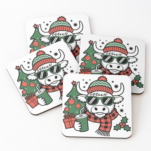 Item preview, Cool Christmas Cow Wearing Sunglasses – Funny Holiday Farm Animal Illustration designed and sold by ZYNORAworld.