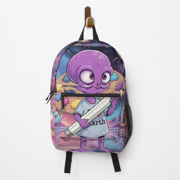 Item preview, Cosmic Artist Creator Purple Alien ZORP Painting the Galaxy designed and sold by Rose Collection Shop.