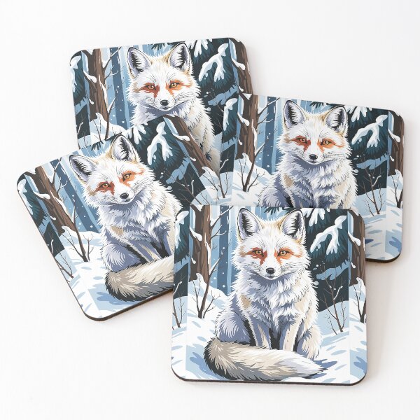 Item preview, White Fox in Snowy Forest - Serene Winter Wildlife Digital Art designed and sold by Pro AguiZoul Art.