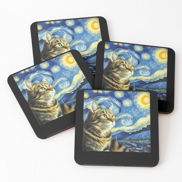 Item preview, Funny Cat Lover Starry Night Van Gogh Grey Tabby Tiger Cat designed and sold by TyrelKoch.