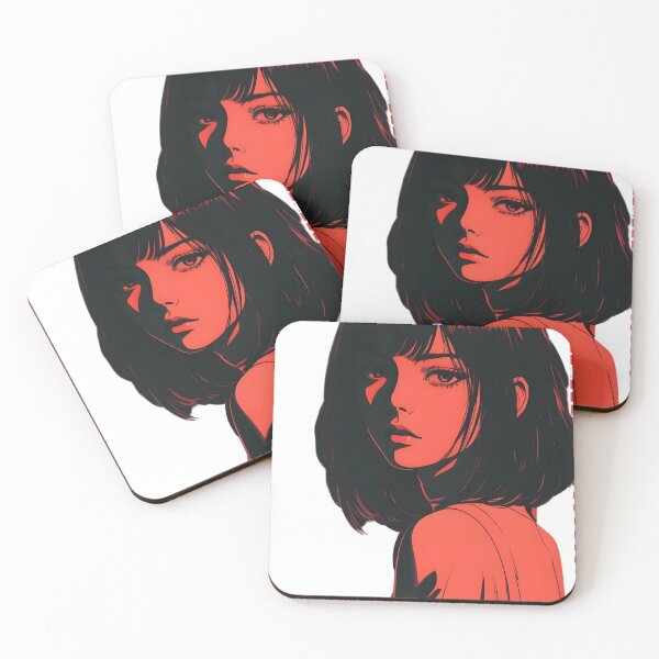 Item preview, Intense Red and Black Portrait of Woman with Short Hair designed and sold by PalmixArt.