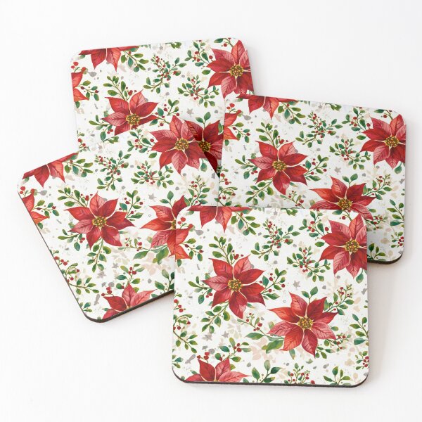 Item preview, Red Tinsel Poinsettia Flower Pattern designed and sold by shaang.