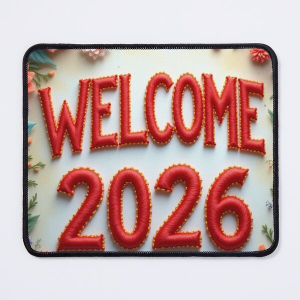 Item preview, Welcome 2026 Embroidered Floral Art – Elegant New Year Celebration designed and sold by MiraLumeStudio.