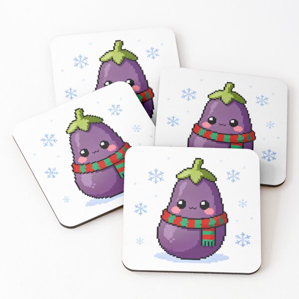 Item preview, Kawaii Winter Eggplant Pixel Art Sticker designed and sold by PalmixArt.