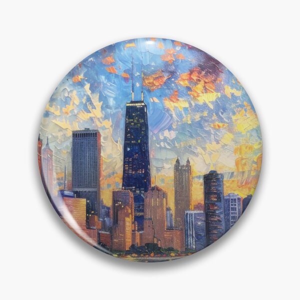 Item preview, Chicago Skyline – Impressionist Sunset Reflections designed and sold by SkylineVistas Designs.