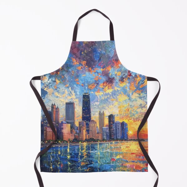 Item preview, Chicago Skyline – Impressionist Sunset Reflections designed and sold by SkylineVistas Designs.