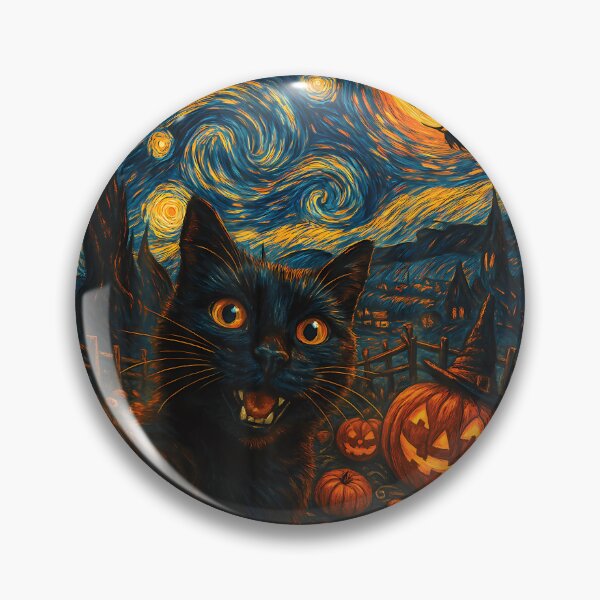 Item preview, Halloween Black Cat Selfie Cat Lovers Van Gogh Starry Night Men Women Kids designed and sold by TyrelKoch.