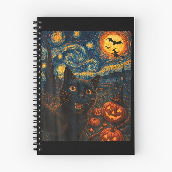 Item preview, Halloween Black Cat Selfie Cat Lovers Van Gogh Starry Night Men Women Kids designed and sold by TyrelKoch.