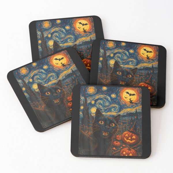 Item preview, Halloween Black Cat Selfie Cat Lovers Van Gogh Starry Night Men Women Kids designed and sold by TyrelKoch.