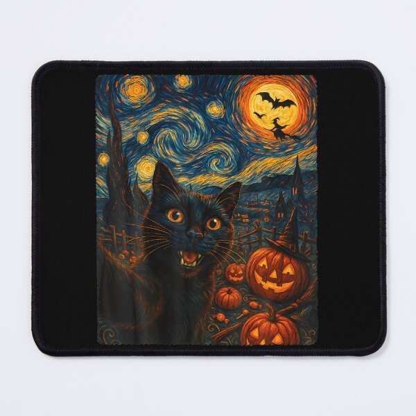 Item preview, Halloween Black Cat Selfie Cat Lovers Van Gogh Starry Night Men Women Kids designed and sold by TyrelKoch.