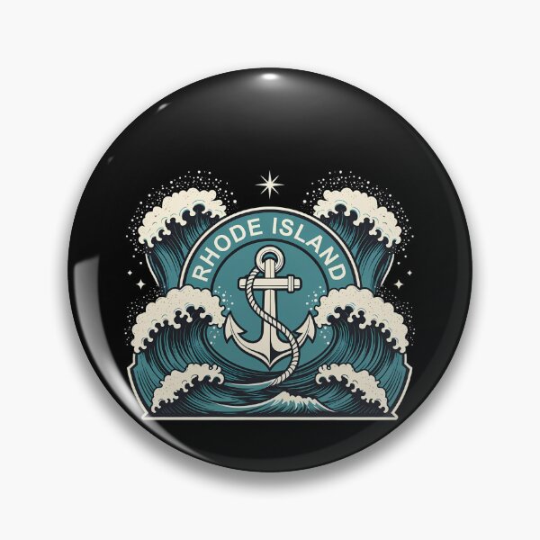 Aperçu de l'œuvre Insigne nautique de Rhode Island avec bannière d'ancre créée et vendue par Ajdaprint.
