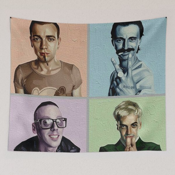 Item preview, Four Panel Drug Culture Movie Poster Art | Pastel Quadrant Portrait Painting | Choose Life Cult Film designed and sold by Art's Diner.
