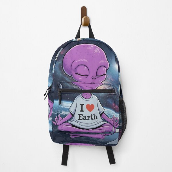Item preview, ZORP Purple Alien Meditating Over Earth designed and sold by Rose Collection Shop.