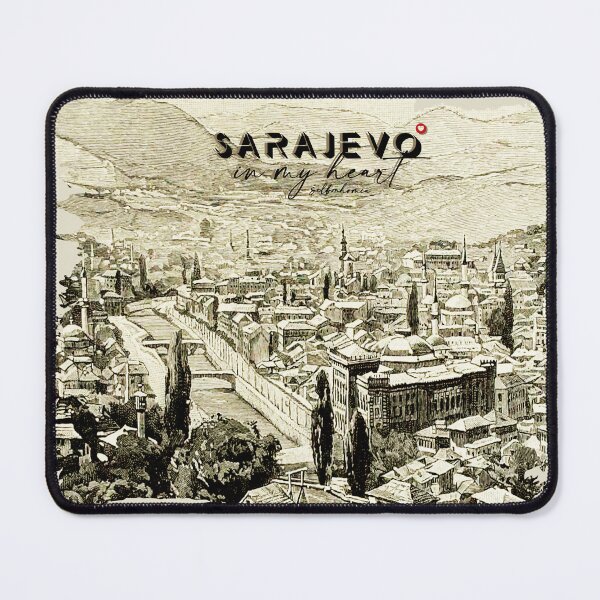 Item preview, Sarajevo Vintage Panorama – Old Town, Miljacka & Vijecnica in My Heart designed and sold by SELBONHOMIA.