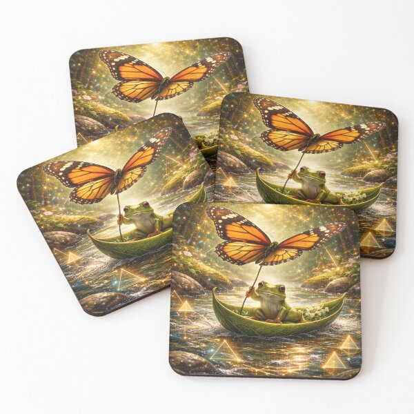Item preview, Frog Leaf boat Voyager – Butterfly Umbrella River Dream designed and sold by GeoWild Designs.