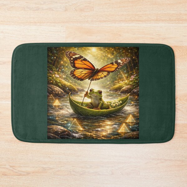 Item preview, Frog Leaf boat Voyager – Butterfly Umbrella River Dream designed and sold by GeoWild Designs.
