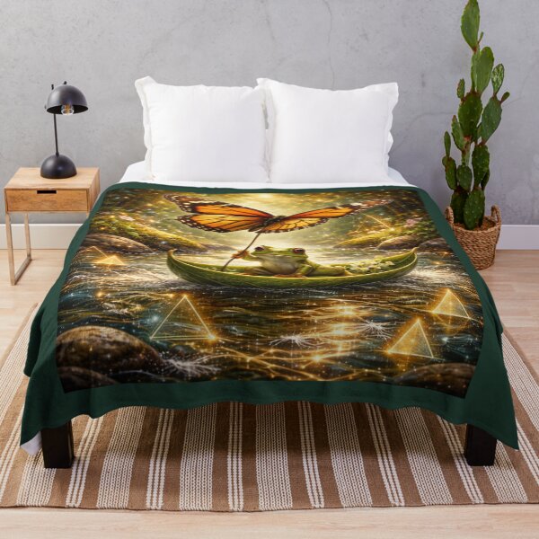 Item preview, Frog Leaf boat Voyager – Butterfly Umbrella River Dream designed and sold by GeoWild Designs.