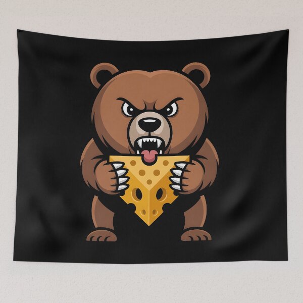 Item preview, Angry Bear Eating Cheese, Funny Bear Lover Gift, Cute Animal Humor Graphic for Foodies & Cartoon Animal Fans designed and sold by NewaveBoutique.