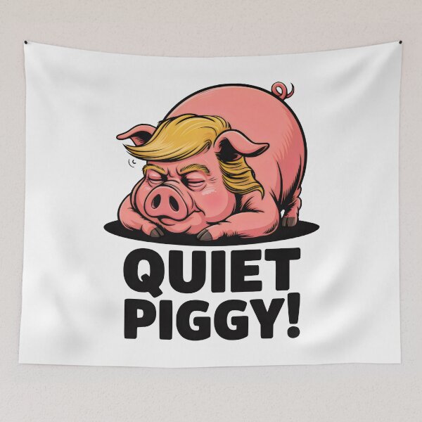 Item preview, Quiet Piggy Sleepy Pig Anti-Trump Funny Political Cartoon designed and sold by EthosWear.