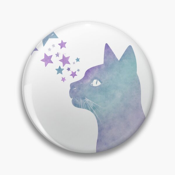 Item preview, Cat silhouette with colorful stars flowing from its mouth creates a whimsical atmosphere in a dreamy setting designed and sold by SpaceartLilu.