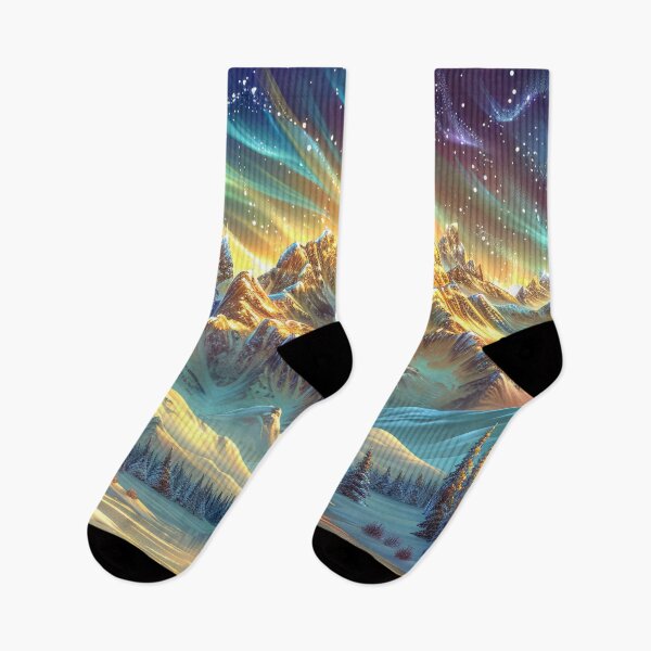 Item preview, Aurora Borealis over Snowy Mountains - Fantasy Winter Forest  designed and sold by MargaretWiktor.