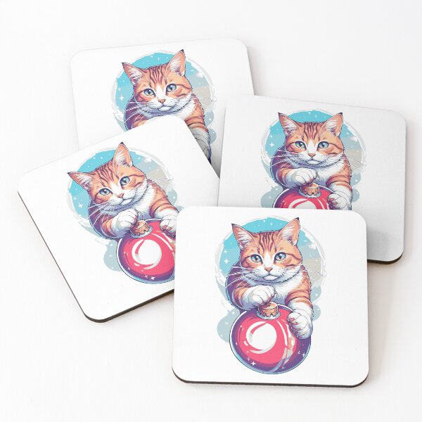 Item preview, Playful Cat with Christmas Ornament designed and sold by Way-Of-Art.
