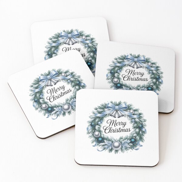 Item preview, Merry Christmas Silver Blue Wreath designed and sold by Simplybe1.