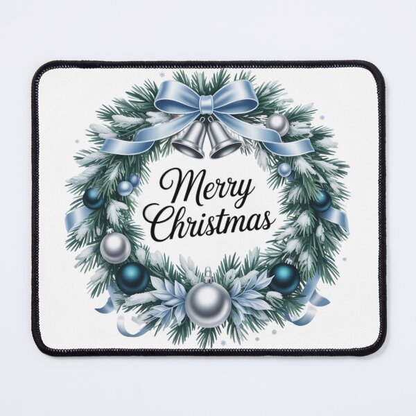 Item preview, Merry Christmas Silver Blue Wreath designed and sold by Simplybe1.