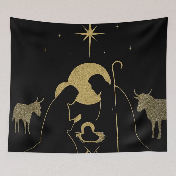 Item preview, Nativity Silhouette in Gold Halo – Sacred Christmas Night designed and sold by GardenReign.