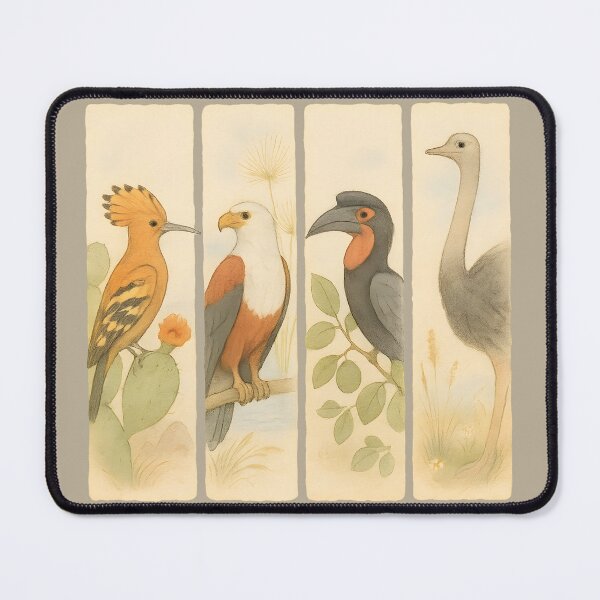 Item preview, Vintage Watercolor African Birds – Hoopoe, Fish Eagle, Hornbill & Ostrich (Set of Four Panels) designed and sold by MvuuStudio.