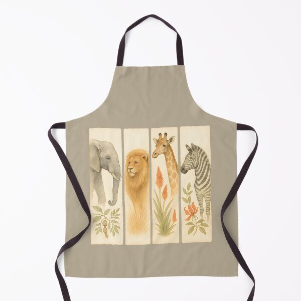 Item preview, Safari Quartet – Elephant, Lion, Giraffe & Zebra in Vintage Watercolor Panels designed and sold by MvuuStudio.