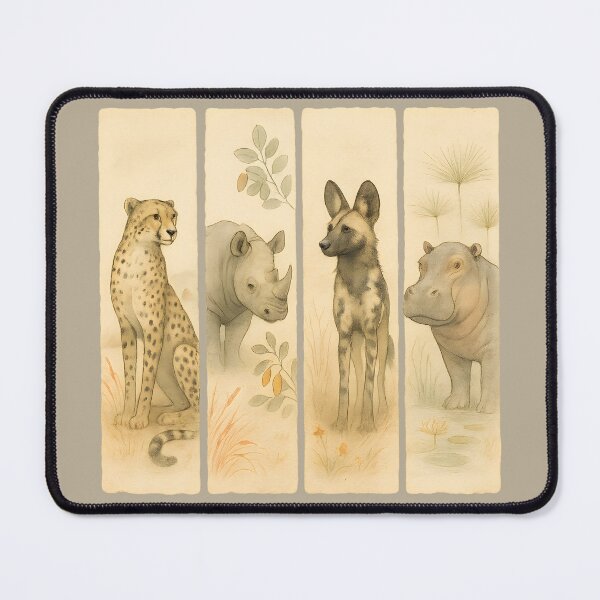 Item preview, Wild Hearts – Cheetah, Rhino, African Wild Dog & Hippo in Soft Watercolour Panelsanels designed and sold by MvuuStudio.