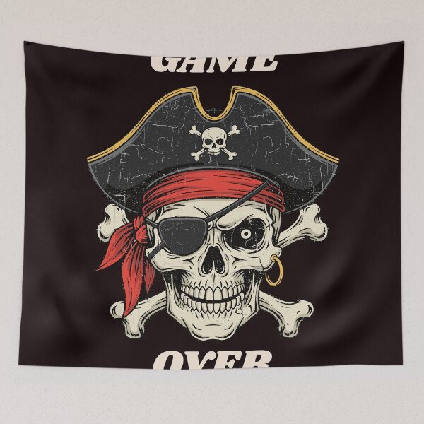 Item preview, Game Over Pirate Skull – Vintage Skull and Crossbones Design designed and sold by Carftastic.