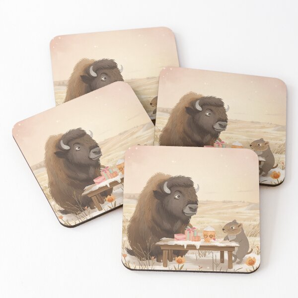 Item preview, Valentine’s Bison & Prairie Dog Couple • Whimsical Prairie Heart Prep Art designed and sold by WildlifeWhimsy.