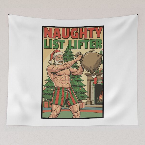 Item preview, Naughty List Lifter - Buff Santa Muscle Daddy Christmas Gym Workout designed and sold by muscledaddies.