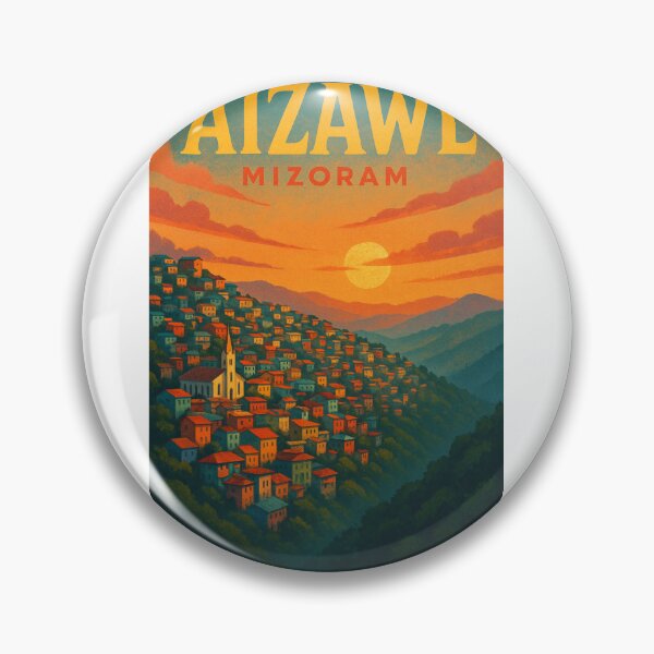 Item preview, Aizawl Sunset Over Hillside Cityscape, Mizoram, India designed and sold by Aryabek.