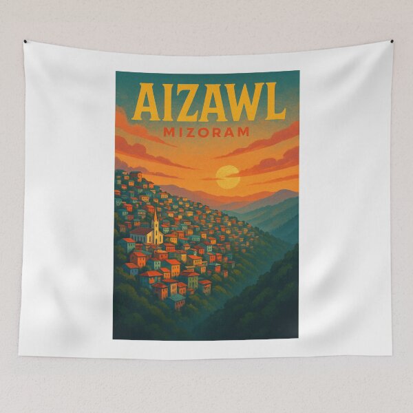 Item preview, Aizawl Sunset Over Hillside Cityscape, Mizoram, India designed and sold by Aryabek.