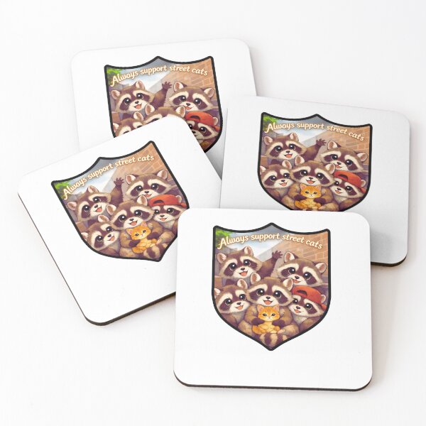 Item preview, Always Support Street Cats – Cute Raccoons & Kitten Shield Design designed and sold by DuncanMaxStar .