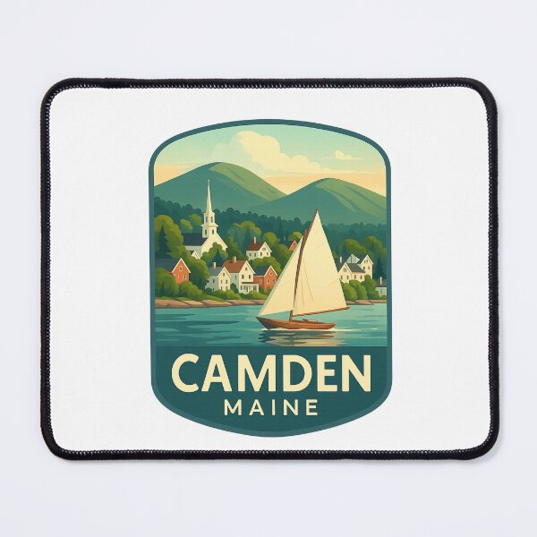 Item preview, Camden Maine Harbor and White Church with Sailboat designed and sold by Aryabek.