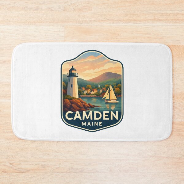 Item preview, Camden Maine Lighthouse and Sailboat with Mountain View designed and sold by Aryabek.