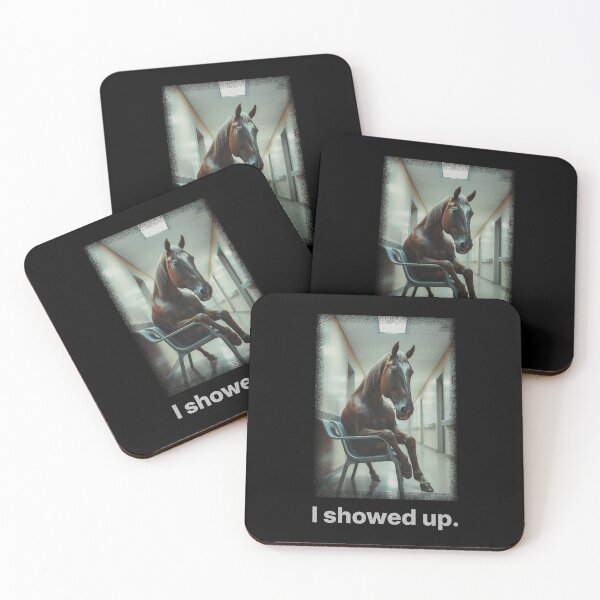 Item preview, I Showed Up – Horse Meme – Minimal Effort Absurd Humor designed and sold by Badsketchclub.