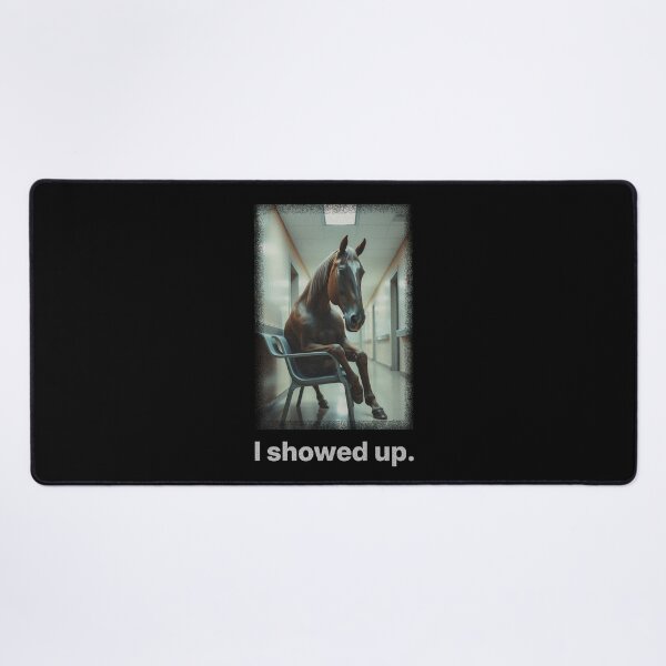 Item preview, I Showed Up – Horse Meme – Minimal Effort Absurd Humor designed and sold by Badsketchclub.