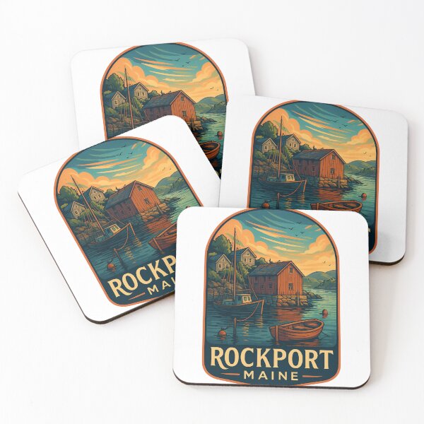 Item preview, Rockport Maine Harbor with Boats and Coastal Cottages designed and sold by Aryabek.