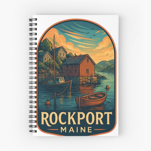 Item preview, Rockport Maine Harbor with Boats and Coastal Cottages designed and sold by Aryabek.