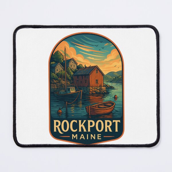 Item preview, Rockport Maine Harbor with Boats and Coastal Cottages designed and sold by Aryabek.